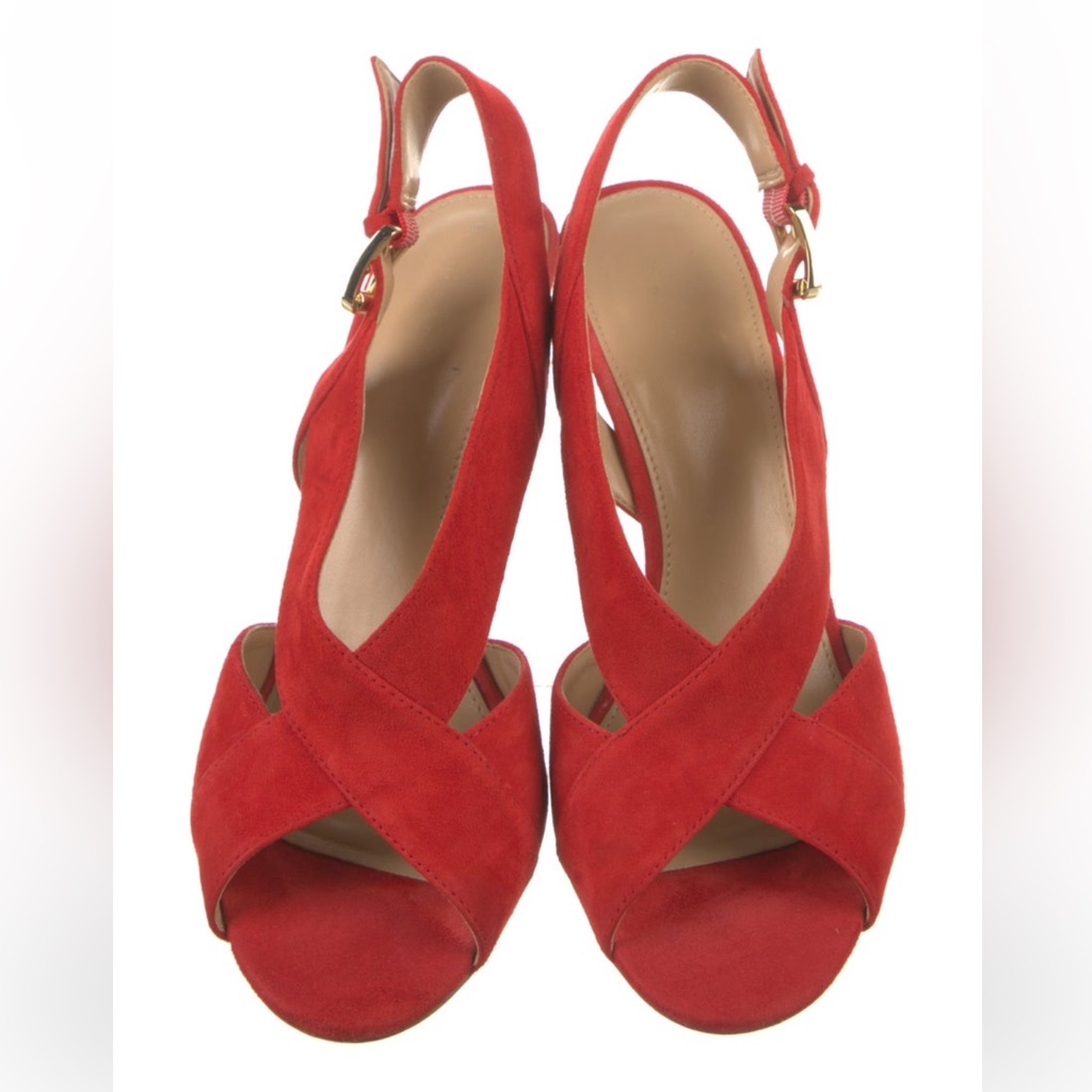 Euc Micheal Kors Red Suede Sling Back Shoes